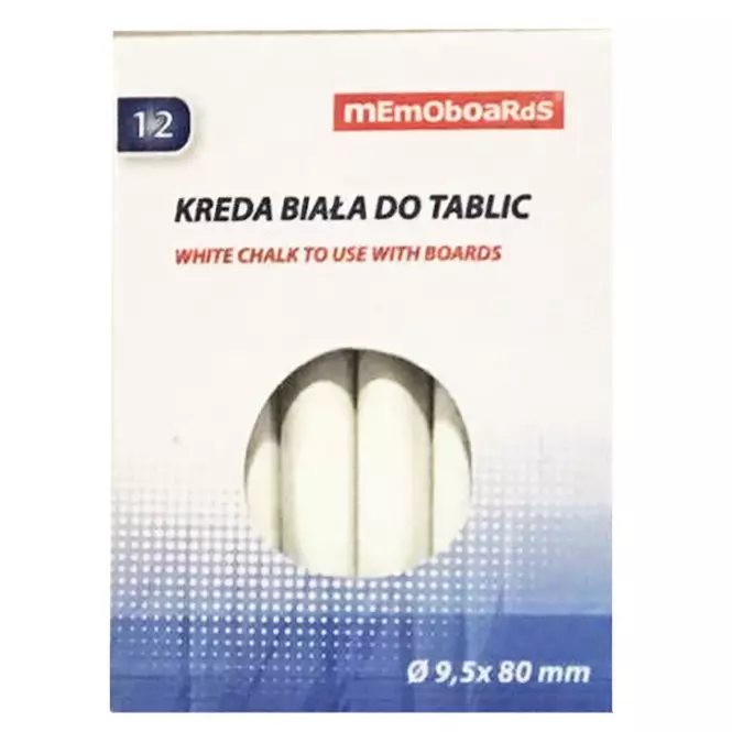Kreda biała do tablic Memoboards 12-szt. w kartoniku f 9.5x80mm