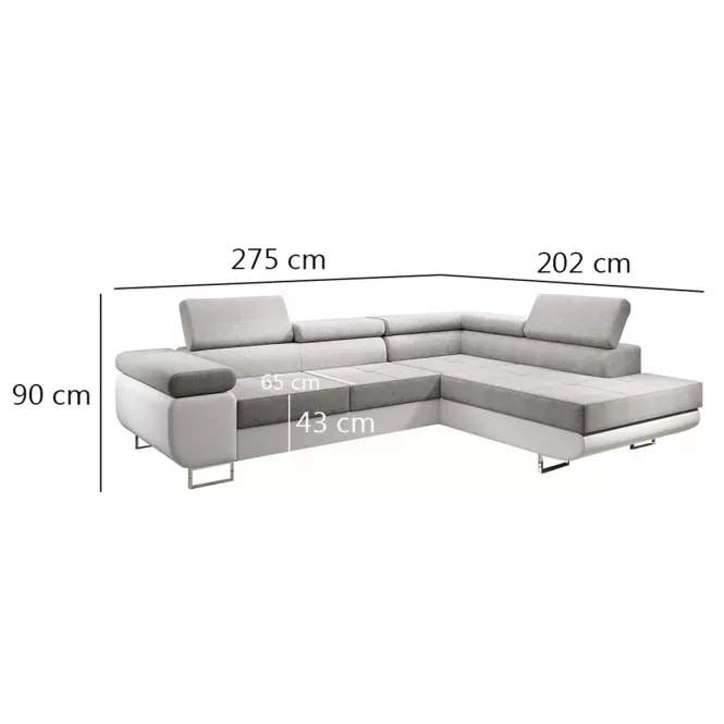 Narożnik z funkcją spania Lotus L Orinoco 21+Madryt 120 prawostronny