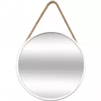 Lustro okrągłe w białej ramie na sznurku FI50cm