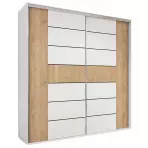 Szafa Nela A18 Biały/Craft Złoty/Lacobel Bi