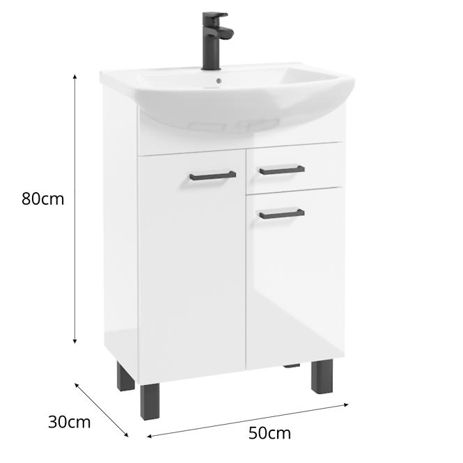 Zestaw szafka z umywalką NOVELTY D50 2D1S biała
