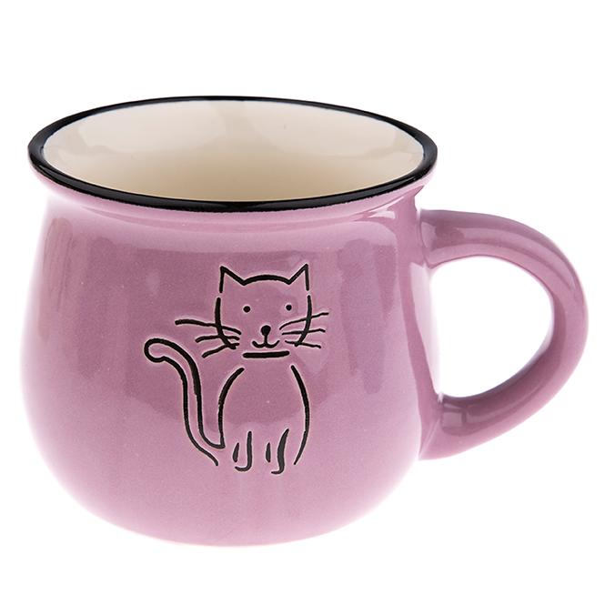 Kubek ceramiczny kotek fiolet kk5094