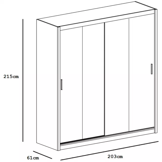 Szafa Lizbona 2 203 cm dąb sonoma/lustro