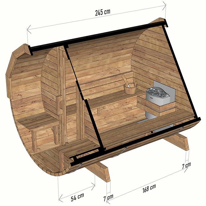 Sauna beczka z tarasem 2,4 m