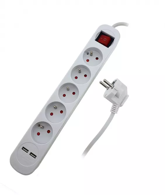 Przedłużacz 3M 5X z czerwonym wyłącznikiem FRENCH USB
