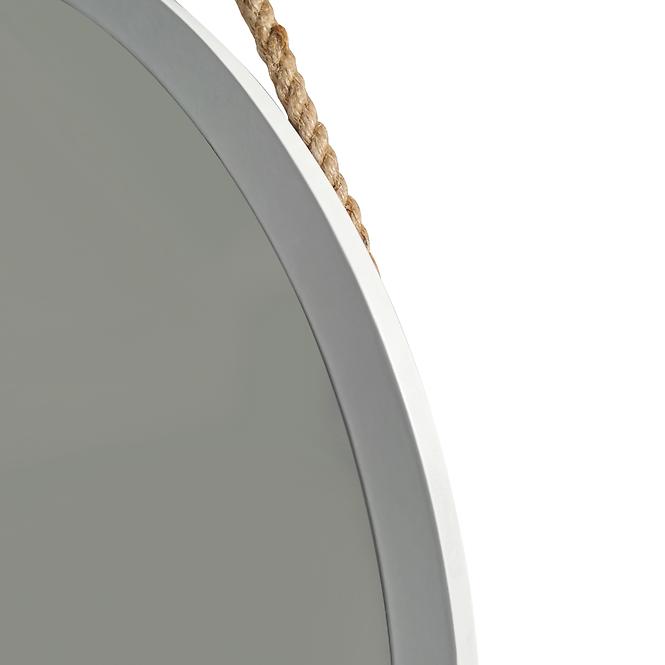 Lustro okrągłe w białej ramie na sznurku FI80cm