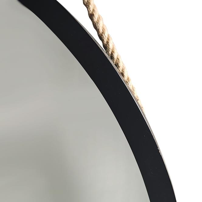 Lustro okrągłe w czarnej ramie na sznurku FI80cm