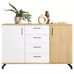 Komoda Madison Md9 Biały Lux/Dąb Biszkoptowy