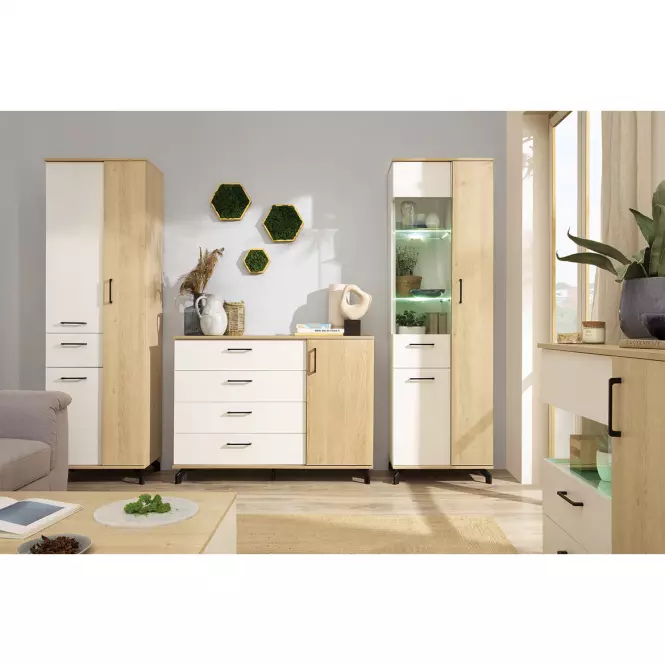 Szafka Rtv Madison Md8 Biały Lux/Dąb Biszkoptowy