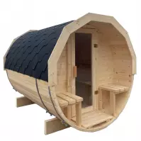 Sauna beczka z tarasem + piec Sentiotec 100 9 kW