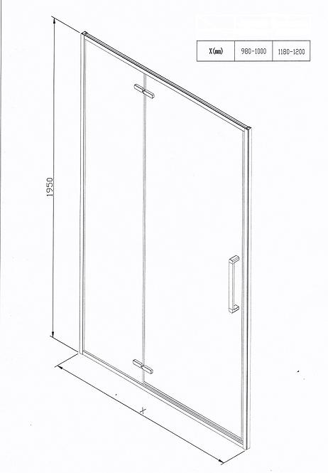 Drzwi prysznicowe Etna 100x195 czarny profil