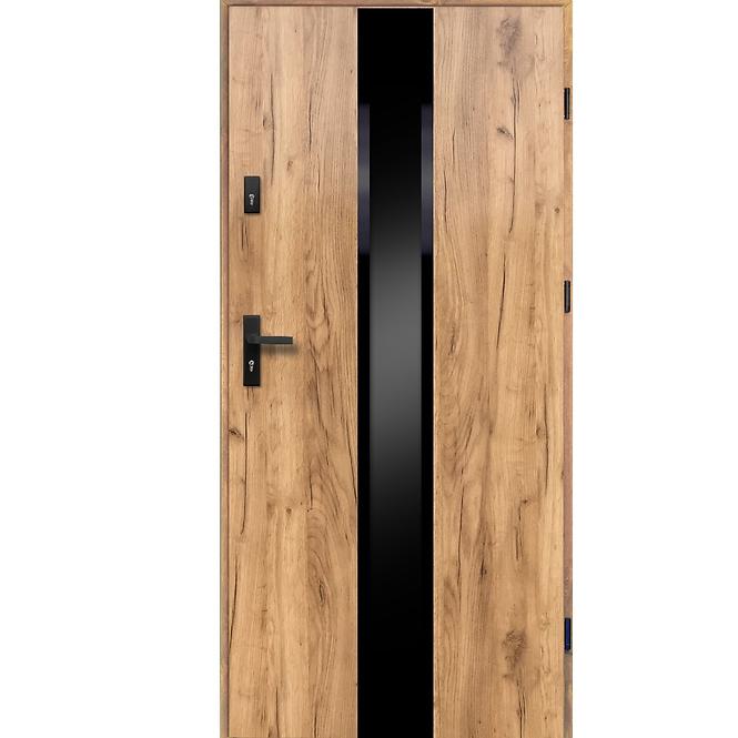 Drzwi zewnętrzne NEPTUN P55 90P dąb sonoma czarny inox/grafit
