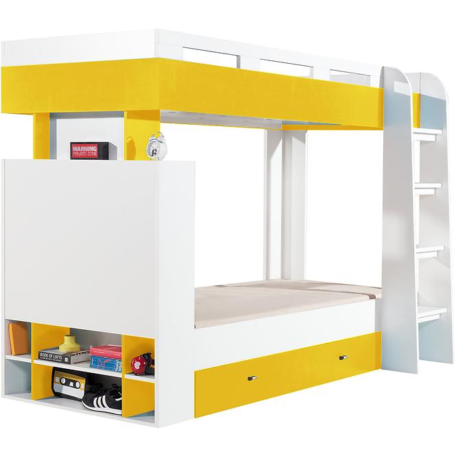 Łóżko piętrowe Mobi M019 biały/żółty