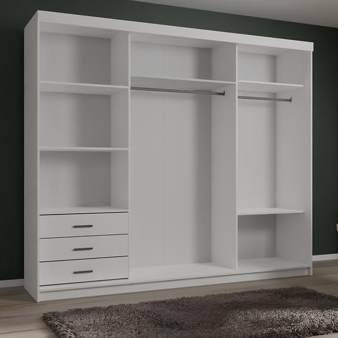 Szafa Lux 250 Biała/ 1 x Lustro/ 2 x Biały Połysk