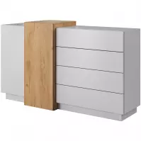 Komoda 3d F Biały/Dąb Craft Złoty