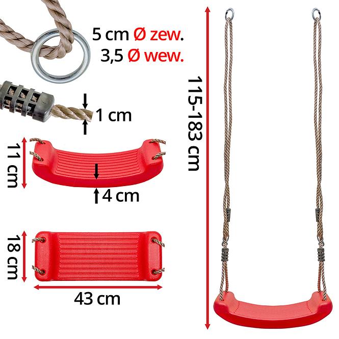 Siedzisko huśtawki 40 cm czerwone