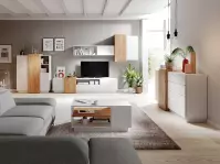 Meblościanka 3d Biały/Dąb Craft Złoty