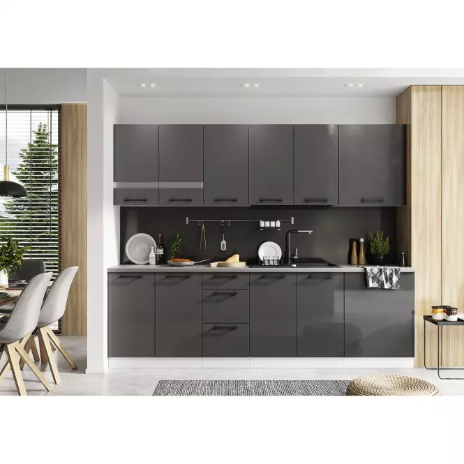 Szafka kuchenna Oscar W60/68 Slim PL z okapem srebrnym