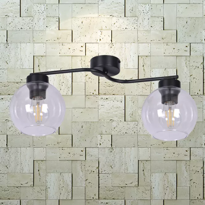 Lampa Aiden 2 Czarny/Przezroczysty K-2626 LW2