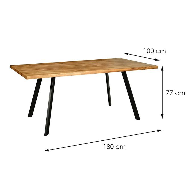 Stół z drewna Ontario 180x100x77 dąb/czarny