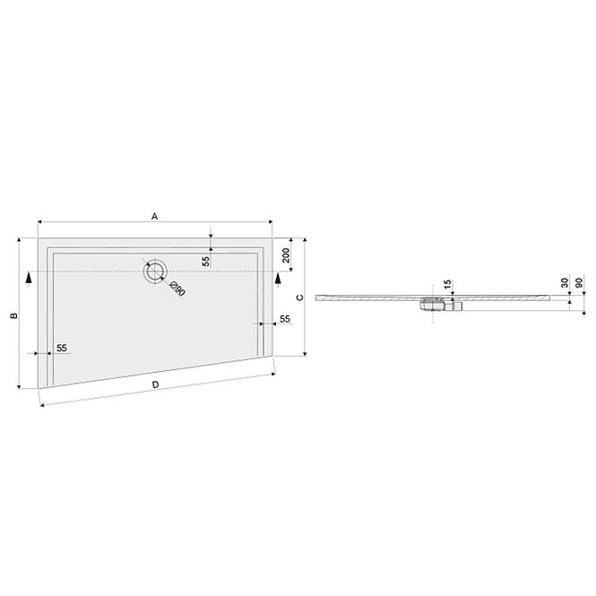 Brodzik BTL-M/SPACE 90X140X1.5 BIEW