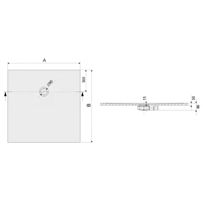Brodzik B-M/OPEN STR 90X90X1.5 BIEW,2