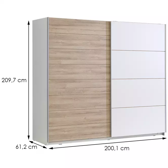 Szafa Java 200 dąb bianco/biały,2