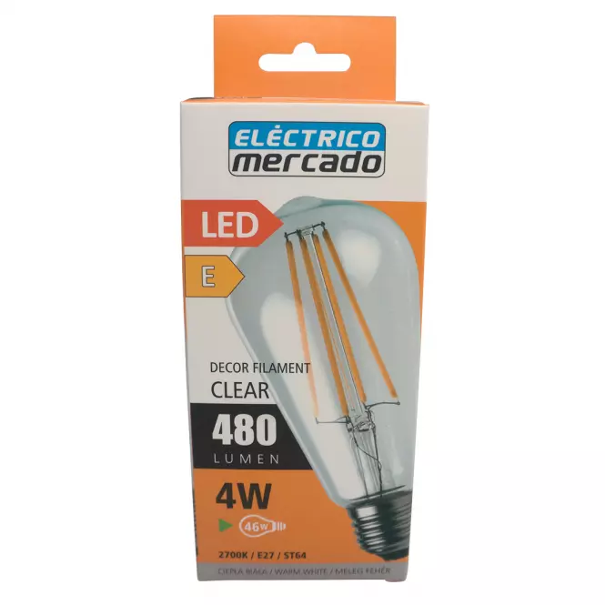 ŻARÓWKA FL ST64 4W/480LM E27 230V 2700K CLEAR