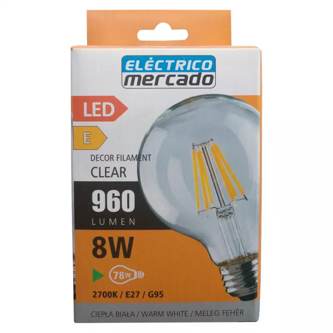 Żarówka FL G95 8W/1055LM E27 230V 2700K CLEA