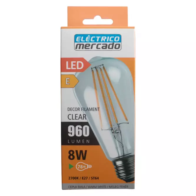 Żarówka FL ST64 8W/1055LM E27 230V 2700K CLEAR