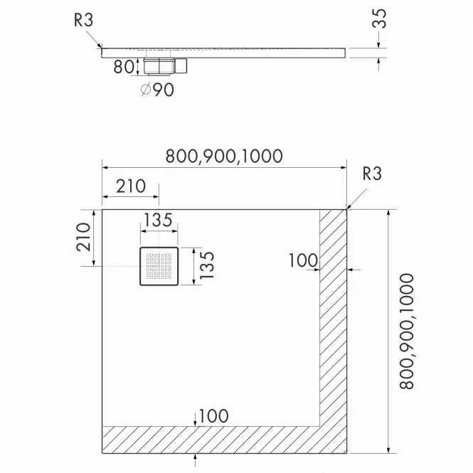 Brodzik Kw Kalait Smooth White 100x100x3,5 3.3102-M2