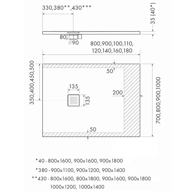 Brodzik Kw Kalait White Stone 80x90x3,5 3.3155/B/ST-M2