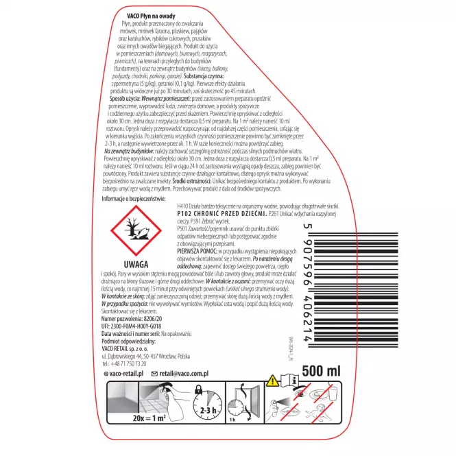 Vaco płyn na owady biegające i latające 500 ml