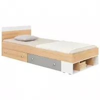 Łóżko Pixel  120 PX15 dąb biszkoptowy/biały lux/szary