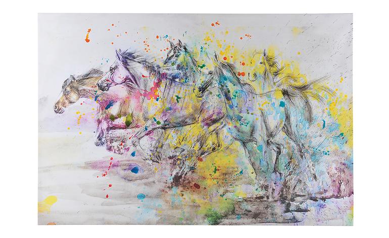 Obraz kolorowych koni 120x80cm