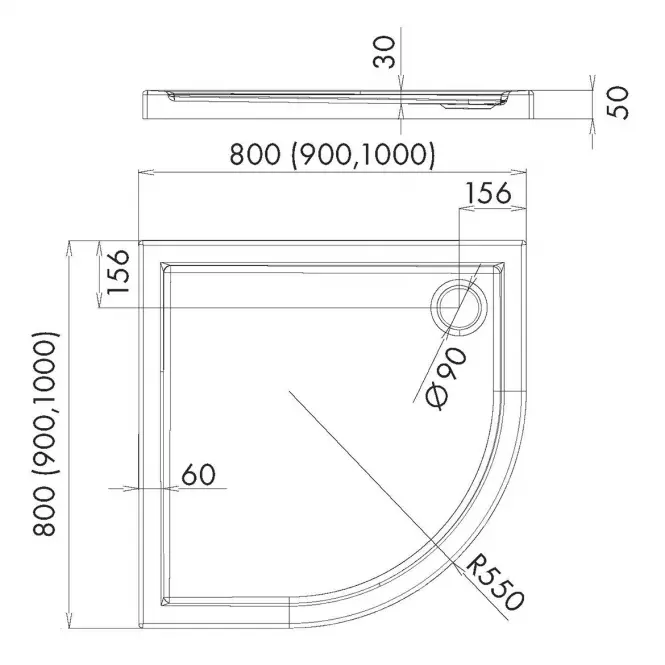 Brodzik półokrągły 80x80x5 R55 Espera AQM263