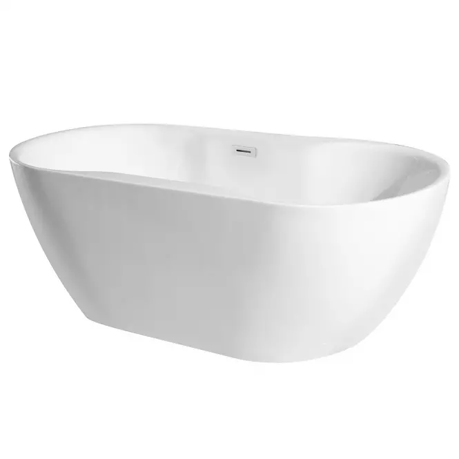 Wanna wolnostojąca Navia 150/80 z syfonem Klik Klak z przelewem prostokątnym Slim chrom