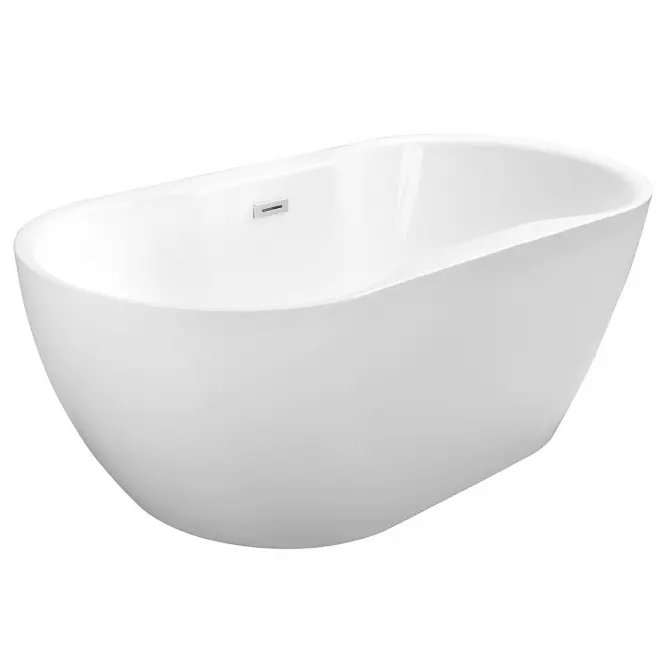 Wanna wolnostojąca Navia 150/80 z syfonem Klik Klak z przelewem prostokątnym Slim chrom,2