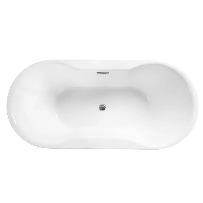 Wanna wolnostojąca Navia 150/80 z syfonem Klik Klak z przelewem prostokątnym Slim chrom,4
