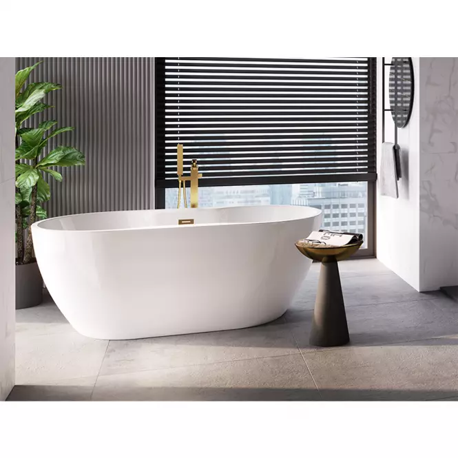 Wanna wolnostojąca Navia 150/80 z syfonem Klik Klak z przelewem prostokątnym Slim chrom,8