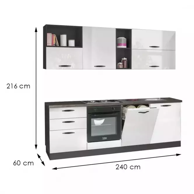 Kuchnia Sprint ze sprzętem AGD 240 Szary/Biały
