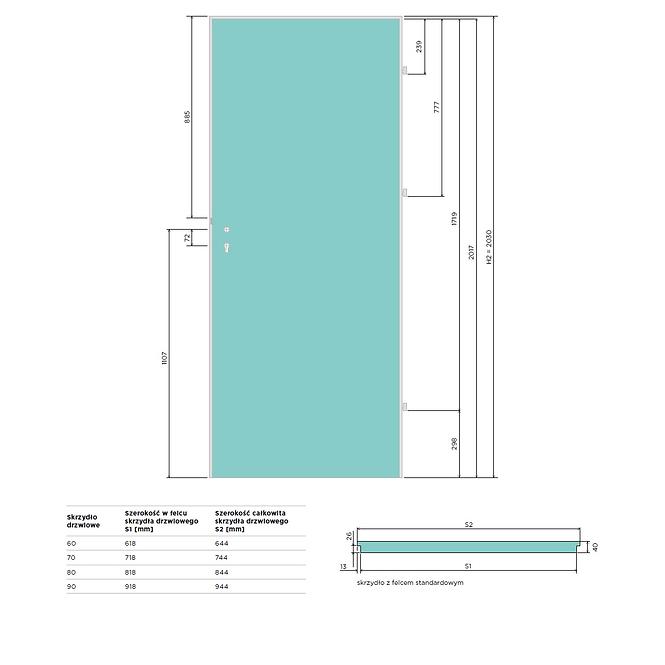 Drzwi Wewnetrzne Prestige PY 03 60L WC dąb catania