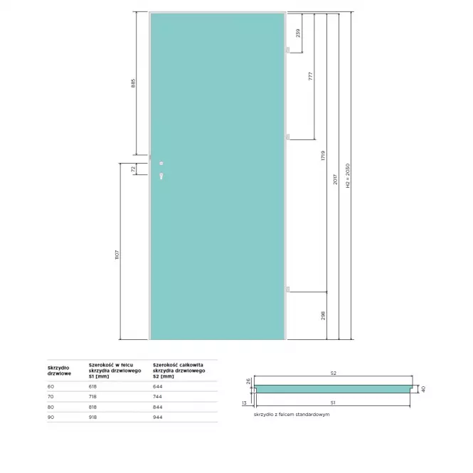 Drzwi Wewnetrzne Standard 1 80P KL biały LAK