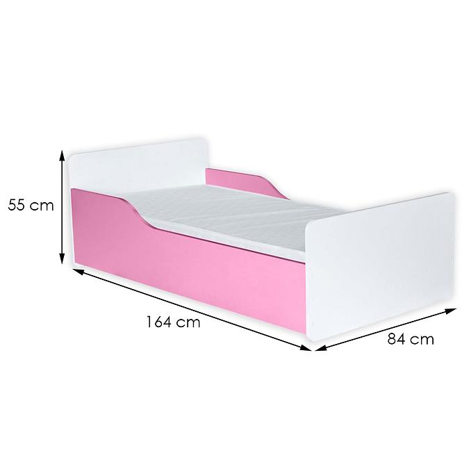 Łóżko Bb08  Z Materacem Biały+Różowy