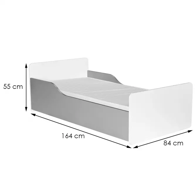 Łóżko Bb08  Z Materacem Biały+Popiel