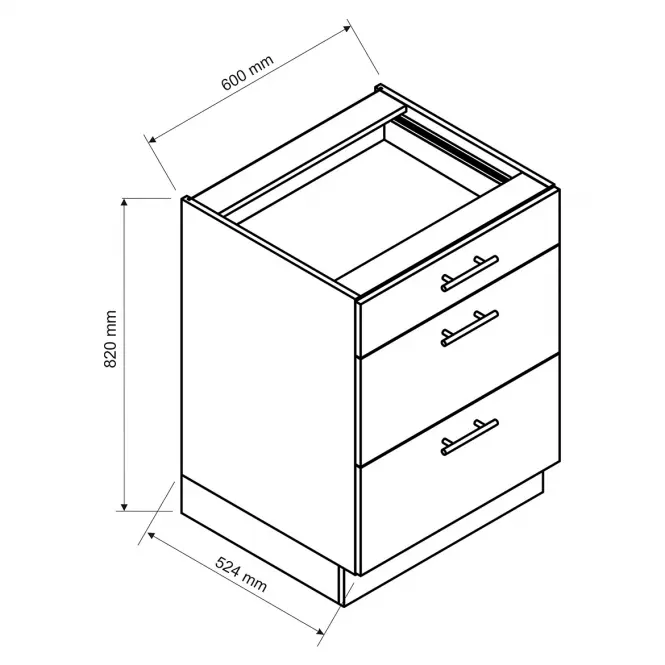 Szafka Kuchenna Emily D60S/3 Dast Grey,2