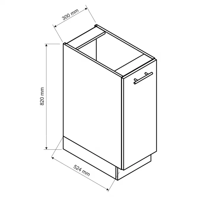 Szafka Kuchenna Emily D30 Cargo + kosz Dast Grey,2