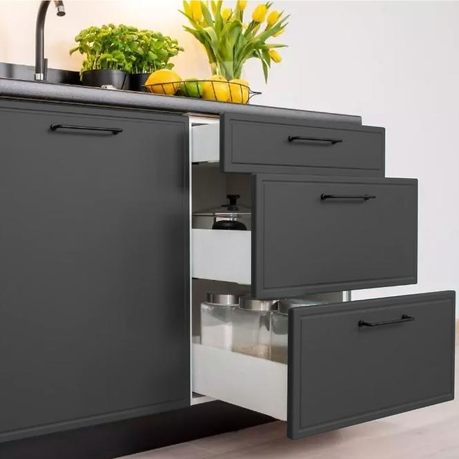 Szafka kuchenna Emily W60/68 Slim Pl z srebrnym okapem czarny groszek