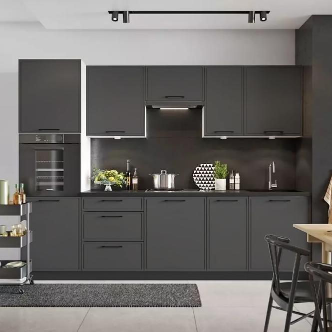 Szafka kuchenna Emily W60/68 Slim Pl z srebrnym okapem czarny groszek