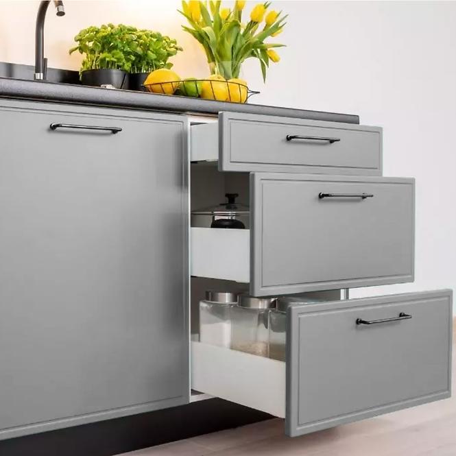 Szafka kuchenna Emily W60/68 Slim Pl z srebrnym okapem Dast Grey